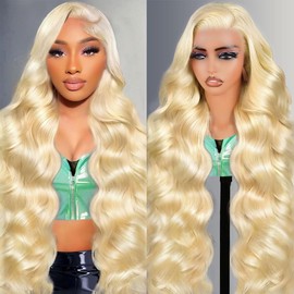 UYGLJK Blonde Body Wave Lace Front Wigs Human Hair 13x6 HD 613 Pre Plucked 200 Density Lace Frontal Wigs 30 Inch Glueless Human Wigs With Baby Hair for Women
