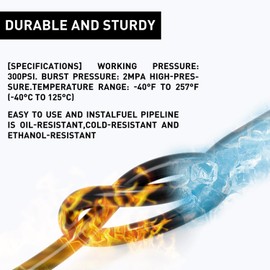 1/4 Inch ID x 3.3 Feet black， Rubber Fuel Line +6pcs Hose Clamps used in K-awasaki/KohlerSmall Gas Diesel Powersports Engines and Generators
