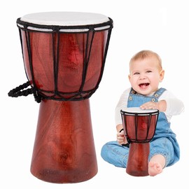 ArtCreativity 8 Inch Mini Wooden Toy Drum for Kids - Rustic Brown Wood Djembe - Fun Musical Instrument Baby Drum Toy - Gift Idea, Birthday Party Favor for Boys, Girls, Toddler and Baby