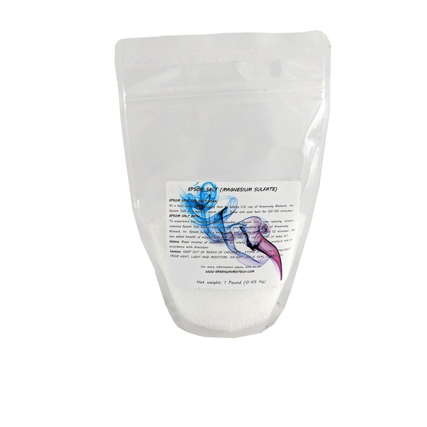 Greenway Biotech Epsom Salt for Body Bath & Foot Soak - Magnesium Sulfate Soaking for Refresh Body (1 Pound)