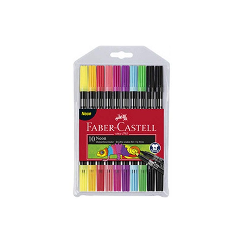 Faber-Castell 151109 - Doppelfasermaler 10er Etui, neon (2x 10er Etui