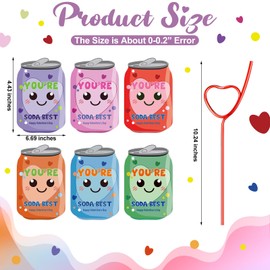 Potchen 36 Sets Valentine‘s Day Gift Valentines Exchange Cards with Red Love Crazy Straws Valentines Day Greeting Cards Colorful Loop Silly Drinking Straws for Party Favors Gifts