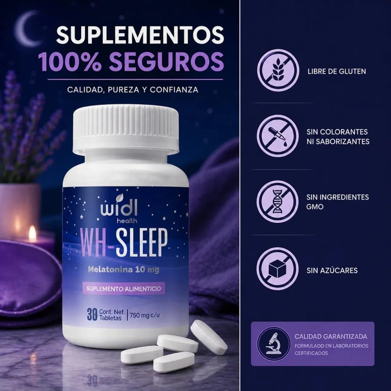 Melatonina Widl Health Máx Potencia Pastillas Dormir Mejora Descanso Sabor