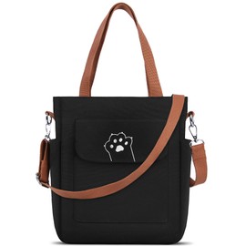 NUBILY Tote Bag, Shoulder Bag, Campus Tote, Canvas, Dividers, Outside Interior Pockets, Thick, Vertical, Commuting to Work or School, Black