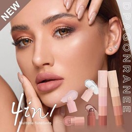 Yongst 2PCS Metallic Shimmer Eyeshadow Stick & Highlighter Duo - 4-in-1 Creamy Nude Eyeshadow Pen with Powder Finish, Multi-Use for Eyes & Face (Long-Lasting, Smudge-Proof)