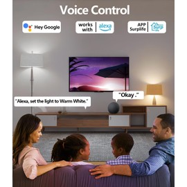 luckystyle Smart Light Bulbs, 9W A19 E26 800LM WiFi Bluetooth LED Bulbs Compatible with Alexa, Google Assistant & Home, 16 Million Colors Music Sync Color Changing Dimmable RGBWW Lights Bulb (4)