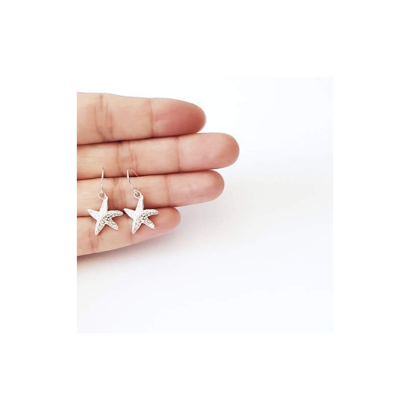 Sterling Silver Starfish Charm Earrings