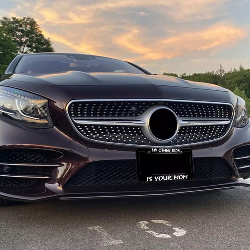 BLVD My Other Ride Is Your Mom Black License Plate