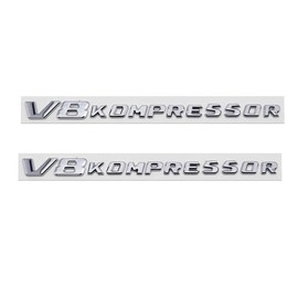 2PCS Chrome Replaces with Car V8 Kompressor Letters Side Adhesive Nameplate Logo Emblem Decoration Modified Sticker