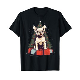 Christmas Tree, ornaments and Cute Frenchie Santa Christmas T-Shirt
