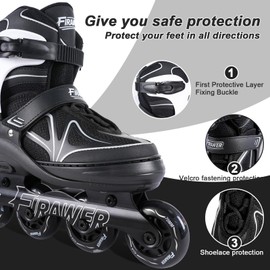 Kids Adjustable Inline Skates Ages 4-12, Youth Inlie Skates for Girls Boys 5-8 8-12 with Full Light Up Wheels, Fun Illuminating Skates for Kids Men Adult Women and Boys.