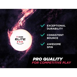 RIZER Elite White Ping Pong Balls - 3-Star Table Tennis Balls | High-Performance 40+ ABS Training Balls | Elite Durability for Indoor/Outdoor Games (Pack of 60)