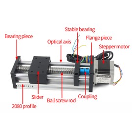 RATTMMOTOR EBX1605 500mm /19.69" CNC Linear Stage Actuator Double Optical Axis 1605 Ball Screw Linear Slide Rail CNC Linear Motion Rail Guide with Nema23 Stepper Motor 3A 1.2N.m for CNC Router Machine