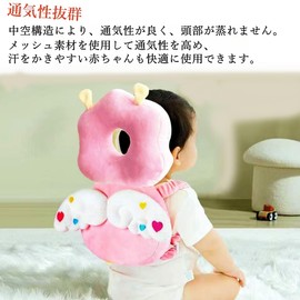 Fall Prevention, Baby Cushion, Backpack, Baby Head Guard, Cute, Bee, Angel, Pink, Breathable, Mesh, Baby Indoor Helmet, Protection, Head Guard Backpack, Celebration Gift (Angel (Flannel))