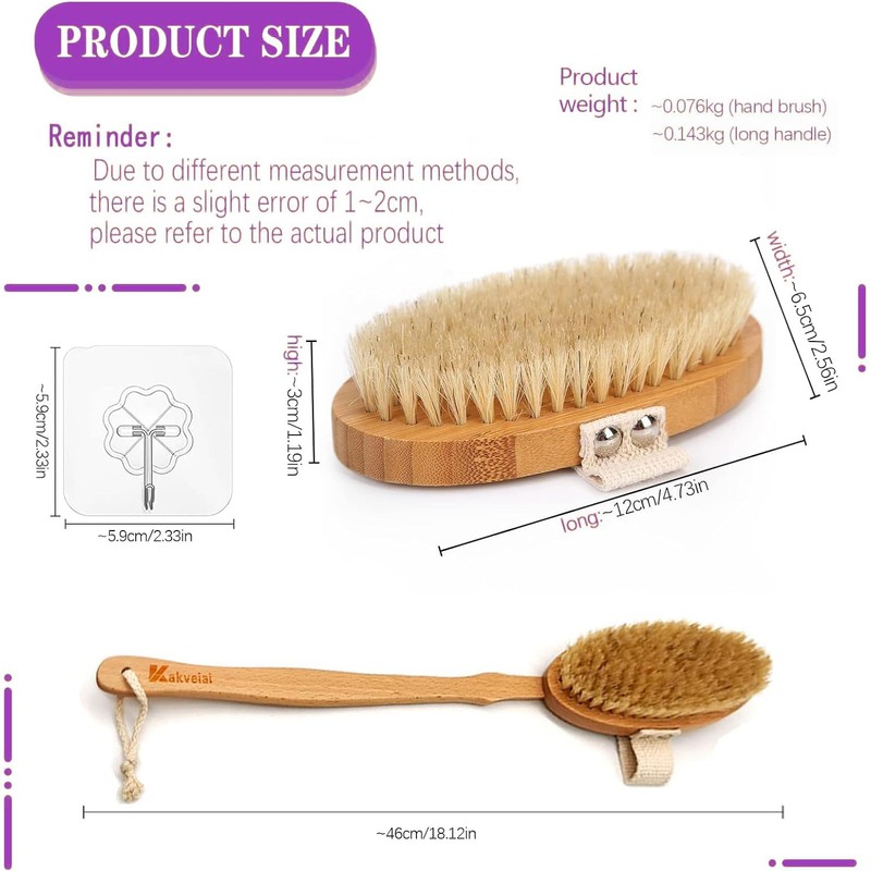 Bath Brush with Long Handle,exfoliating Bath Brush, Back Scrubber for