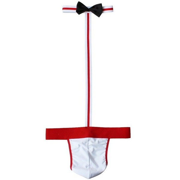 Shinywear Men's Sexy Mankini Costume Suspender Swimsuit Swimwear Thong Underwear (Red)