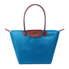 Blostirno Women's Tote Bag, Nylon, Foldable, Handbag, Waterproof, For Work, Travel, Shopping, Large Capacity, 3 Sizes, blue, (marine blue)