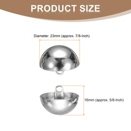 HARFINGTON 5pcs Half-Domed Metal Sewing Buttons, 23mm / 7/8" Half Round Mushroom Pearl Cap Metal Buttons with Shank for Blazer Suit, Coat, Jacket Cloth Garment Decoration, Silver