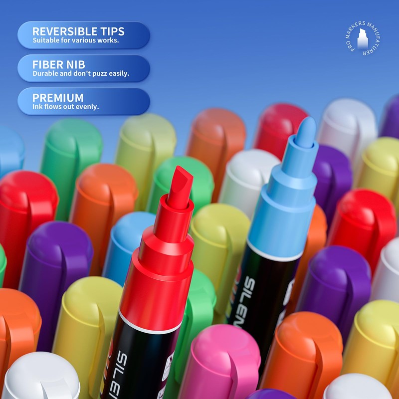 SILENART Pink Chalk Markers 2 Pack - Pink Dry Erase