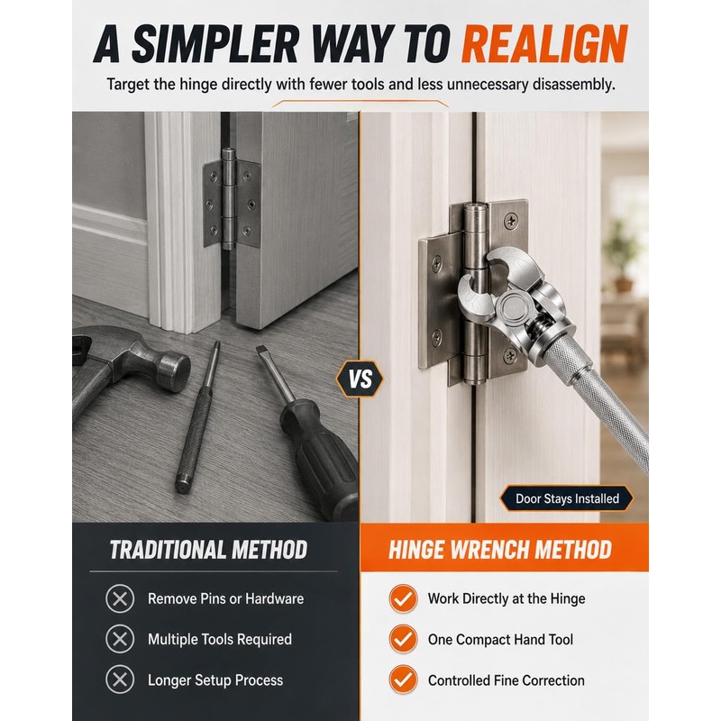 Universal Adjustable Door Hinge Wrench Stainless Steel Door Alignment Tool