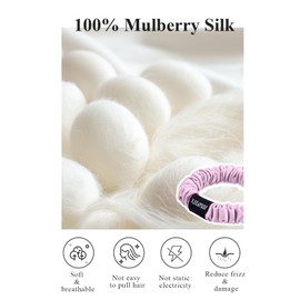THXSILK 100% Mulberry Silk Scrunchies for Women, No Damage Hair Ties for Grils, Silk Smooth Ponytail Holder, Small 3 PCS, Light Purple