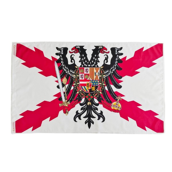 Pandiui23 Flag of BORGOÑA Cross with Bicephalous Eagle -Eagle Bicefala