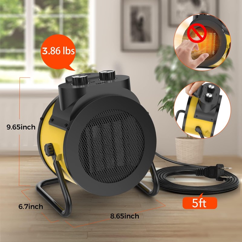 1500W Electric Space Heater with 90 Adjustable Angle, Overheat Protection,