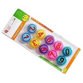 FQ30810 Strong Round Transparent Learning Assorted Colors Magnetic Numbers 0-9 - 3cm