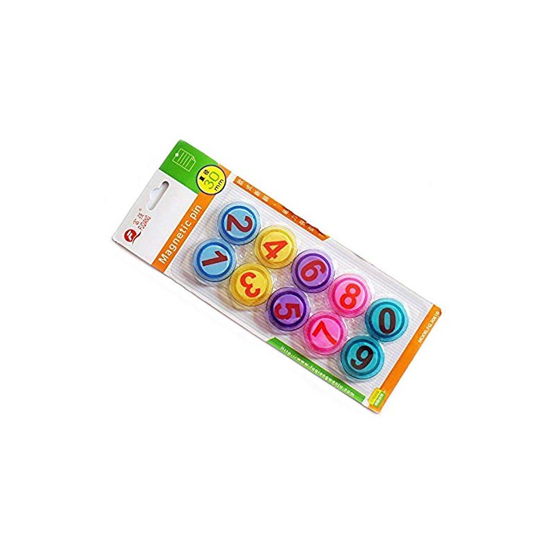 FQ30810 Strong Round Transparent Learning Assorted Colors Magnetic Numbers 0-9