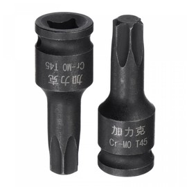 sourcing map T45 Impact Torx Drill Socket 1/4 Inch Square Drive 35 mm Length CR-MO Metric Sizes