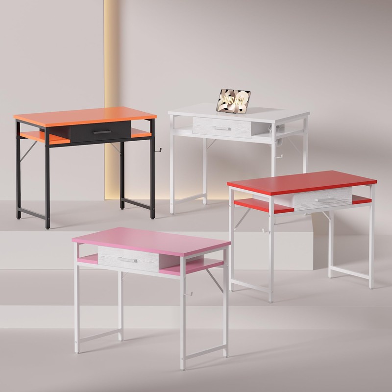 Pamray 32 Inch Small Computer Desk with Drawers for Bedroom