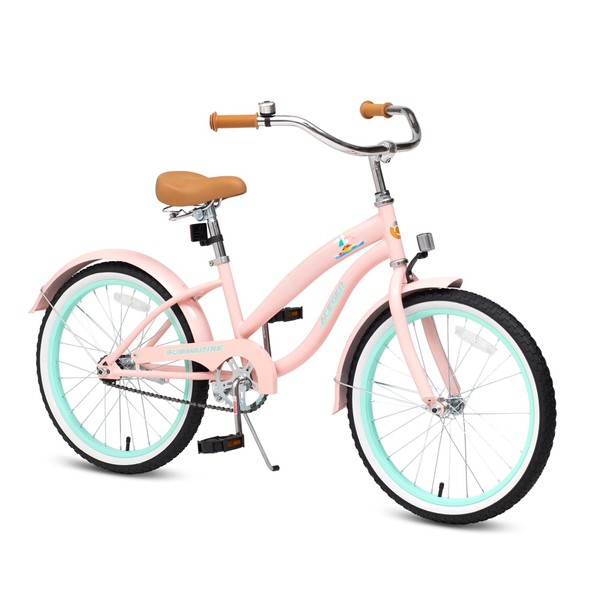 ACEGER Girls Cruiser Bike for Kids 5-13 Years Old, Kids Bicycle Included Coaster Brake, Front and Rear Reflectors, 16 Inch with Traning Wheels and Kickstand, 20 Inch with Kickstand
