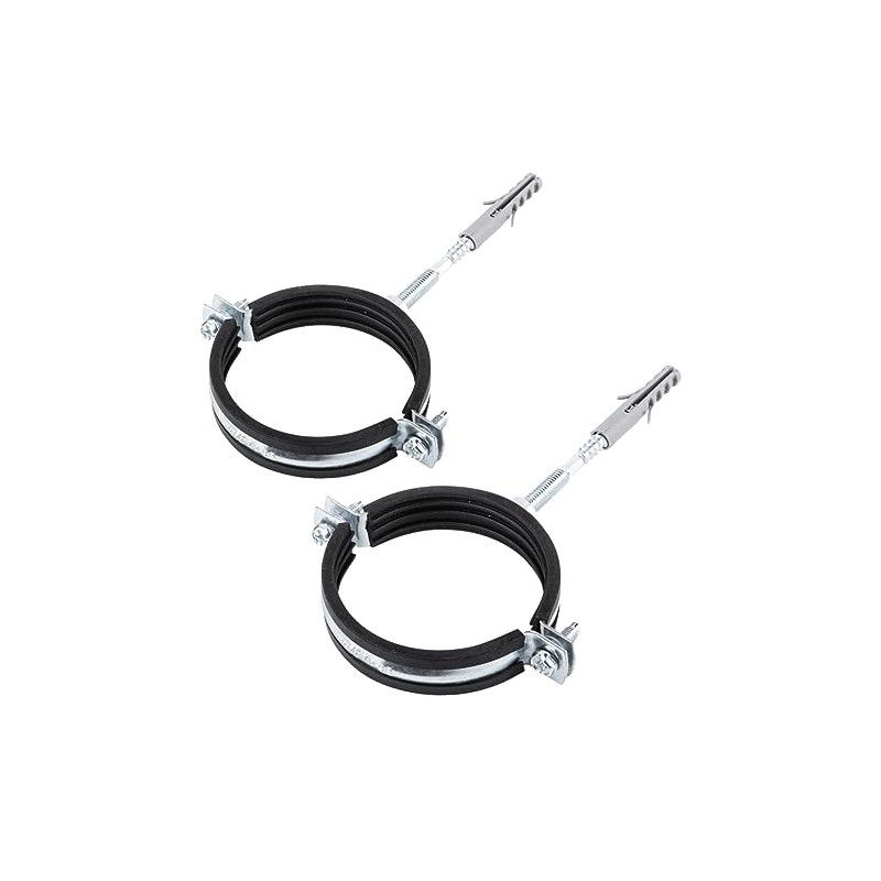 Pack of 2 Anti-Vibration Single Metal Pipe Brackets Clamps Rubber