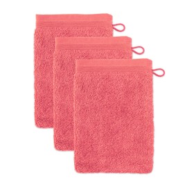 Möve Superwuschel Wash Mitt 15 x 20 cm 100% Cotton Coral Set of 3