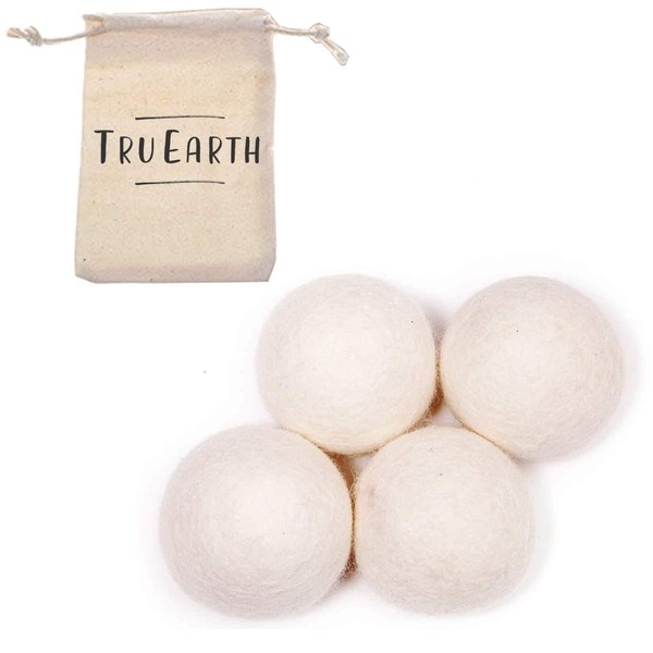 Wool Dryer Balls by Tru Earth 4-Pack, XL Premium Reusable Natural Fabric Softener (4)