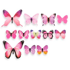 12pcs Butterfly Wall Decor, Removable 3D Butterfly Wall Decals Wall Stickers & Murals for DIY Kids Nursery Bedroom Decor (Pink)