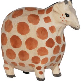 DinNingNing Wooden Giraffe Figurine 3.2" L Plump Design African Animal Statue Safari Home Decor Room Office Bookshelf Giraffe Sculpture Gift for Wildlife Enthusiasts (Giraffe)