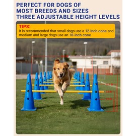 Lupar Dog Agility Course Backyard Set, Dog Agility Hurdle Cone Set with Height Adjustable Crossbar for Rehabilitation & Beginners, Dog Agility Equipment for Dog Obstacle Course - 18 Inch