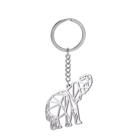 cooltime Animal Lover Stainless Steel Geometric Cut Out Keyring, silver