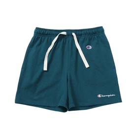 Champion CW-X507 Women's Basic Shorts, 100% Cotton, USA Garment Wash, Embroidered, Script Logo, forest glass, M