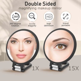 Unbranded Double Sided Folding Hand Mirror, Adjustable Magnification for Makeup & Travel