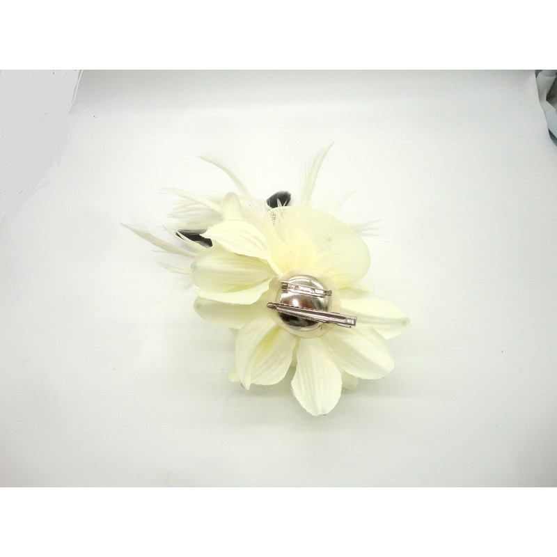 bath&bath Special Day Corsage with Feathers, Chest Accessory, 2-Way, Wedding,