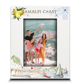 BELLA BUSTA- Amalfi Coast Italy Theme Picture Frame-Adventure, Travel, Wedding, Anniversary Honeymoon, Vacation in Amalfi Coast- UV Print City Symbols Design Set (5x7 VERTICAL)