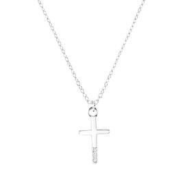s.Oliver 2035514 Necklace with Pendant 925 Sterling Silver Girls Children's Necklace with Synthetic Zirconia 37 + 3 cm Silver Cross Comes in Jewellery Gift Box, Sterling Silver, Cubic Zirconia