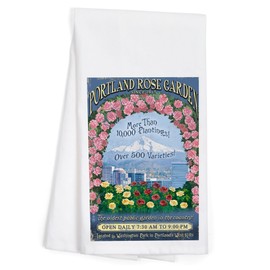 Lantern Press Portland, Oregon, Rose Garden Vintage Sign (100% Cotton Tea Towel, Decorative Hand Towel, Kitchen and Home)