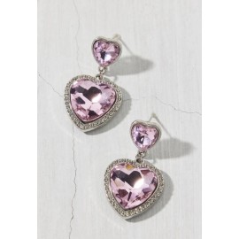 Viral Trendy Summer Isabella Purple Rhienstone Heart Festival Cocktail Earrings