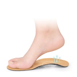 Leather Orthotic Insoles Leather Insoles Insert Orthotic Insole Arch Support Insole for Flat Feet Who Need Arch Support Foot Care Cushion Pad Size 10.5-11