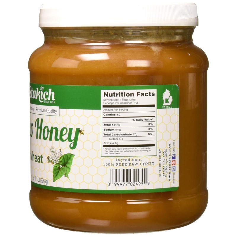 Stakich Buckwheat Antioxidant Raw Honey - Pure, Unprocessed, Unheated, Kosher