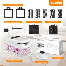 Professional 12-in-1 Vegetable Chopper with 7 Stainless Steel Blades - Multifunctional Food Chopper for Dicing/Slicing Carrots, Potatoes, Onions, Garlic - Heavy Duty, BPA Free Kitchen Gadget (White)