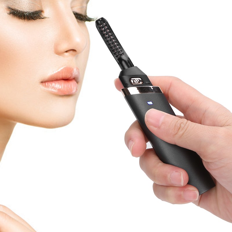 Black Electric Eyelash Curler LongLasting Heated Curler USB Charge Eyelash